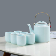 景德镇陶瓷茶具套装家用客厅，简约泡茶壶大号影，青瓷提梁壶茶杯中式