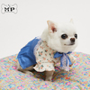 『memorypet』韩国louisdog宠物猫，狗复古花朵，拼接蕾丝缎面连衣裙