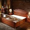 中式全实木床1.8米主卧双人床家用古代明清古典雕花储物高箱大床