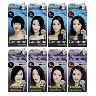 韩国可芬confume墨鱼汁染发膏盖白发纯黑色植物染发剂盖白发