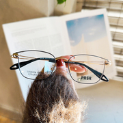 帕莎眼镜架镂空猫眼镜框复古潮流女超轻钛架配近视度数 75126
