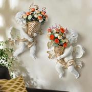 创意天使花盆欧式立体墙饰壁饰树脂工艺品，墙上背景墙装饰