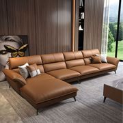 意式极简科技布沙发大户型客厅轻奢风直排科技布沙发L型沙发组合