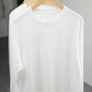 (买一送一)200g新疆棉花圆领纯白色，打底t恤纯棉，长袖t恤男女宽松