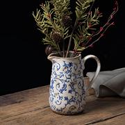 北欧田园风格陶瓷花瓶创意复古做旧家居园艺摆件餐桌干花水培器皿