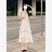蕾丝法式气质白色吊带，连衣裙子女夏季2024高级感显瘦蛋糕长裙