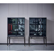 现代简约意式实木玻璃酒柜，靠墙展示柜，双门高脚网红餐厅边柜储存柜