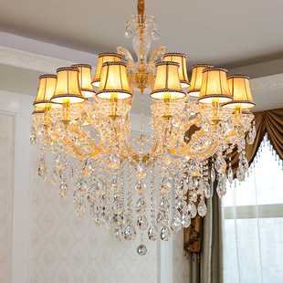 欧式客厅水晶灯奢华餐厅卧室吊灯，金色夹片蜡烛，灯创意别墅大厅灯具