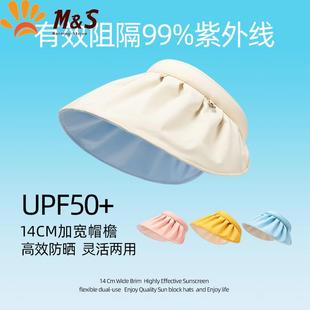 UPF50+防晒帽女夏防紫外线空顶遮阳帽百搭遮脸发箍太阳帽子贝壳帽