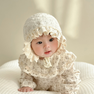 婴儿帽子女宝宝春秋薄款新生婴幼儿夏季公主可爱超萌初生胎帽遮阳