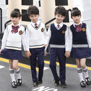 幼儿园园服秋季小学生校服套装英伦风长袖衬衫毛衣三件套儿童班服