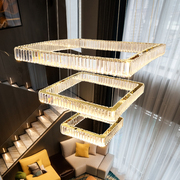 后现代轻奢水晶客厅吊灯方形创意高级感大厅餐厅主卧室灯中山灯饰