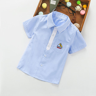 男童短袖衬衫夏天薄款衣服，3-14岁中大童夏装，小童休闲衫小孩上衣8