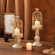 欧式古典铁艺鸟笼烛台桌面，装饰品工艺品酒店西餐厅精致花边蜡烛台