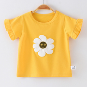 女童纯棉短袖t恤宝宝夏季半袖上衣1-2-3岁中小儿童，打底衫夏装