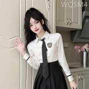 秋冬韩版校服英伦学院风jk制服，衬衫女装长袖，白色衬衣减龄条纹上衣