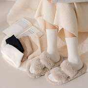 秋冬防寒月子袜加厚保暖羊毛袜子女中筒袜简约百搭纯色堆堆袜外穿