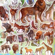 野生动物世界狮子老虎斑马，儿童益智玩具幼儿园学习贴动物贴画纸