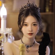 生日女神头饰18岁成人礼头冠公主高端大气王冠高级感复古黑色