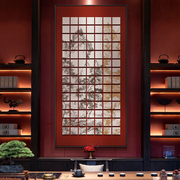 新中式茶室桌面背景装饰画入户玄关风景挂画高级感大幅竖款立体画