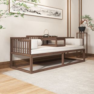 新中式罗汉床组合可推拉式客厅沙发小户型实木沙发床榻睡榻家用