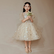 小孩主持人花童婚礼钢琴演出服蓬蓬，纱洋气公主，裙夏女生日儿童礼服