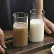 明尚德玻璃杯套装日式透明水杯265ml*2家用办公咖啡牛奶泡茶杯子