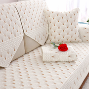 冬季纯棉双面沙发垫四季通用防滑布艺坐垫简约北欧靠背巾纯色