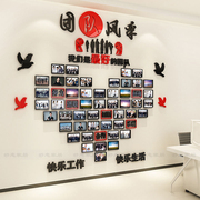 3d立体亚克力墙贴公司企业文化墙办公室励志照片墙纸员工团队风采