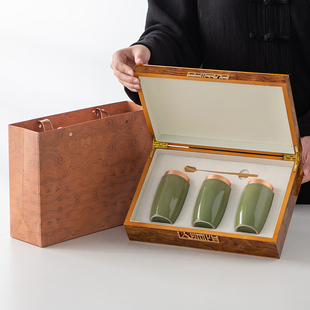 高档木盒茶叶包装盒空礼盒陶瓷储存茶罐通用碎银子红茶绿茶盒