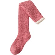 珊瑚绒中筒袜子女加厚毛绒过膝长袜月子保暖护膝睡眠袜加绒毛巾袜