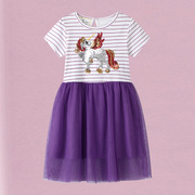 女童连衣裙夏洋气(夏洋气)7小女孩蓬蓬纱裙6紫色4公主裙子3岁儿童生日礼物