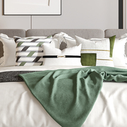 样板间床品现代轻奢绿色系，高档酒店别墅展厅样板房床上用品多件套