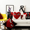 红心情侣几何简约北欧ins风格现代抽象棉麻抱枕客厅沙发靠枕靠垫