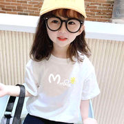 女童短袖t恤夏季韩版洋气中大童，纯棉半袖上衣女宝宝宽松衣服