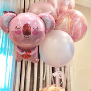 可爱卡通动物粉色熊仔考拉儿童无毒生日布置装饰飘空铝膜铝箔气球