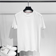 dh高端定制夏季修身纯白色，双丝光棉tb织带圆领，纯棉短袖t恤衫