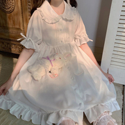 日系娃娃领连衣裙女小个子春夏季白色泡泡袖可爱甜美显瘦仙女裙子