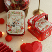 可放烟红色Bunny lulu小兔子手提铁盒喜糖盒子创意糖果结婚礼盒