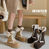 雪地靴女靴磨砂绒40-42大码秋冬靴保暖加厚防滑中筒靴雪地靴