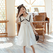 2023小女孩女童装学生，短袖连衣长裙可爱韩版夏季棉裙一件代发