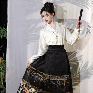 原创马面裙女小个子2024高端中国风汉服可日常穿的新中式套装