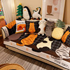 可爱卡通肥猫四季通用沙发坐垫北欧时尚猫星人背景可水洗沙发巾套
