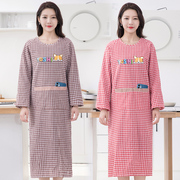长袖围裙女纯棉家用厨房夏季薄款2023网红夏天薄款罩衣工作服