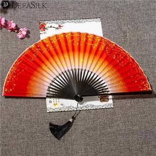 中国风8寸28方男女式折扇，日式和风手工，舞蹈汉服随身流苏古风扇子
