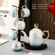 新中式水具套装陶瓷水杯家用客厅轻奢水壶茶具茶杯带托盘结婚送礼
