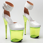 Leecabe夏季20CM高跟凉鞋性感时尚高跟鞋透明彩色防水台1LZ