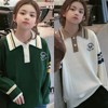 波拉韩国童装儿童学院风polo领毛衣春秋男女童针织衫宽松上衣