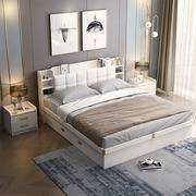 现代简约高箱床卧室家用1.8米主卧双人大床储物气压箱体软靠婚床
