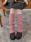 女童暖腿套秋冬时尚多巴胺女孩袜套长筒堆堆袜少女针织JK过膝脚套